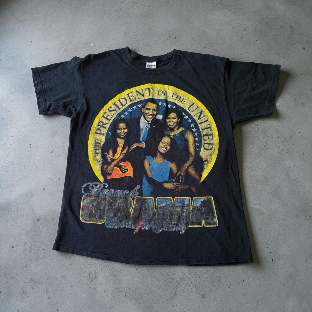 VINTAGE President Barack Obama First Family T-shirt Men's Large Rap Tee Graphic